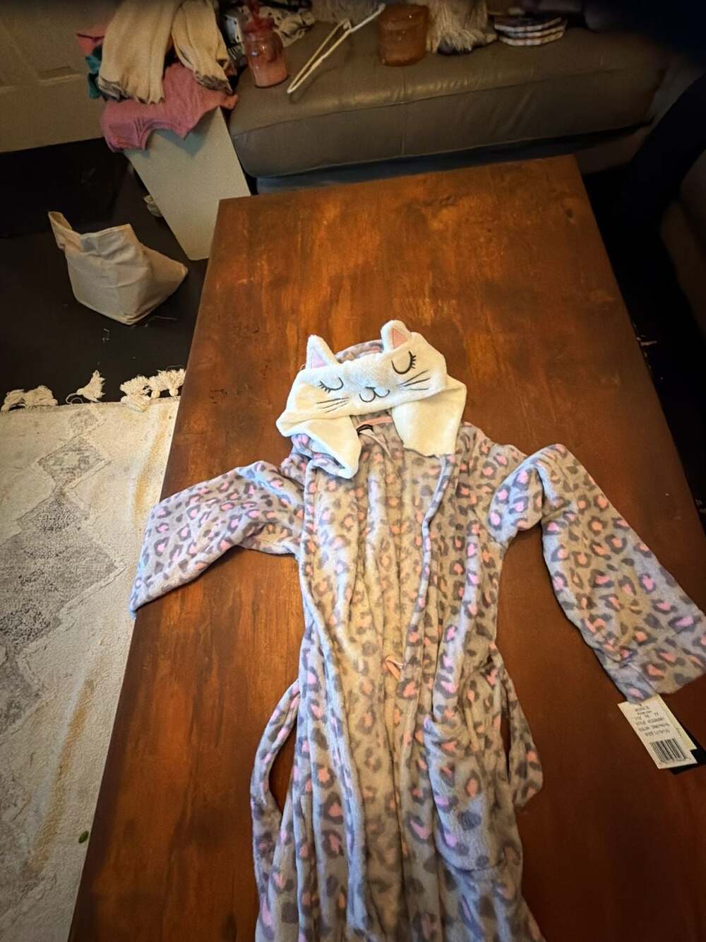 Cuddl Duds Girls Plush Animal Hood Robe Size L 10/12
